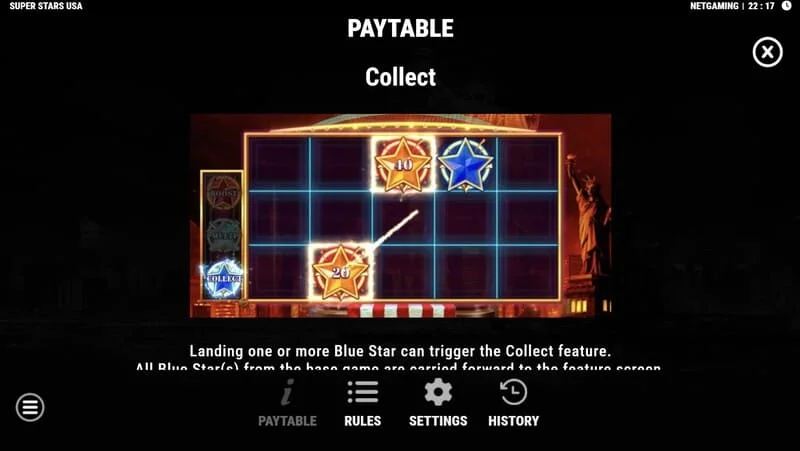 Super Stars USA - kích hoạt tính năng Collect