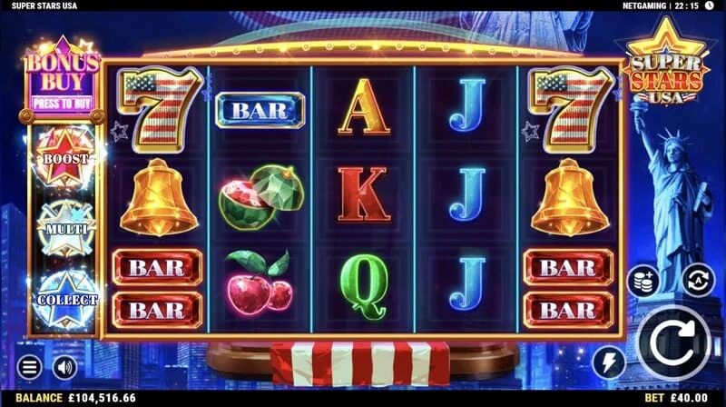 Super Stars USA - màn hình chính với guồng quay