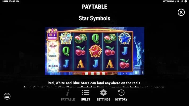 Super Stars USA - biểu tượng ngôi sao trong Hold & Win